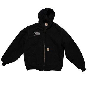 Carhartt Black Utility Bomber Jacket, Embroidered Corporate Logo, Men's L, EUC